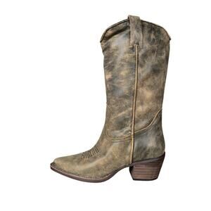 Steve Madden Women's Albany Leather Western Cowboy Boots Distressed  Sz 8.5 NIB